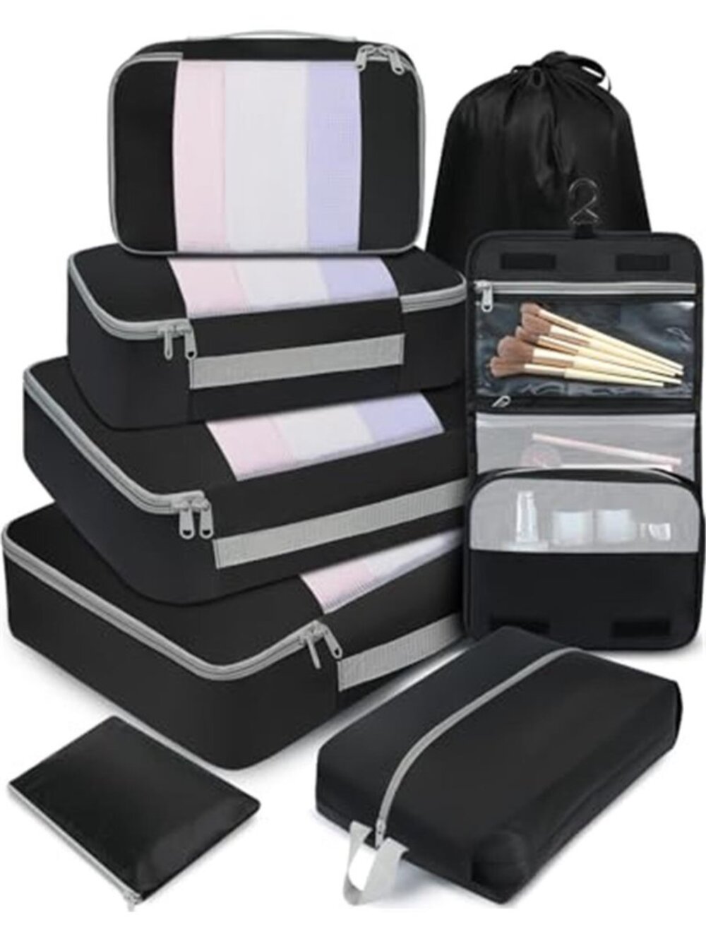 Travel Packing Cubes Luggage Organizer Set Compression Storage Bags Carry On